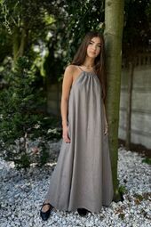 Sukienka lniana maxi