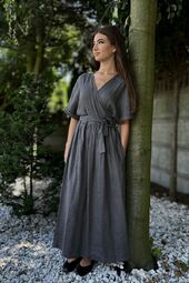 Sukienka lniana maxi