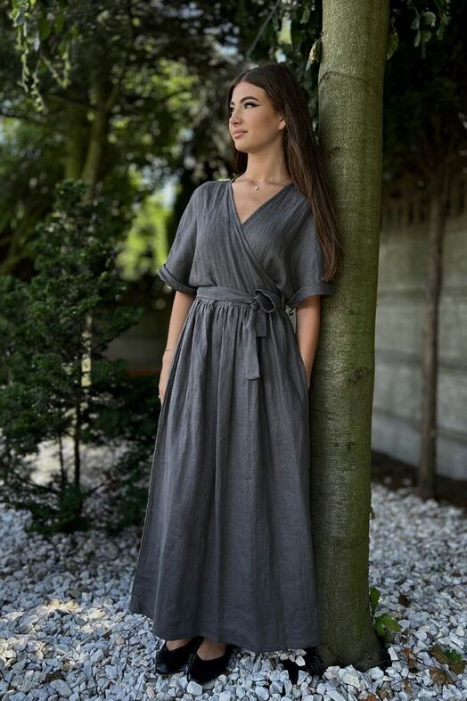 Sukienka lniana maxi